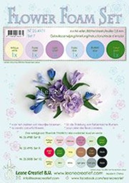 Afbeeldingen van Flower foam set 7 pastel blue/violet
