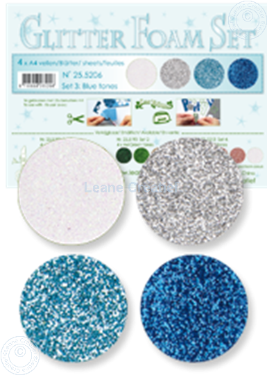Afbeelding van Glitter Foam set 3 blauw/wit/zilver