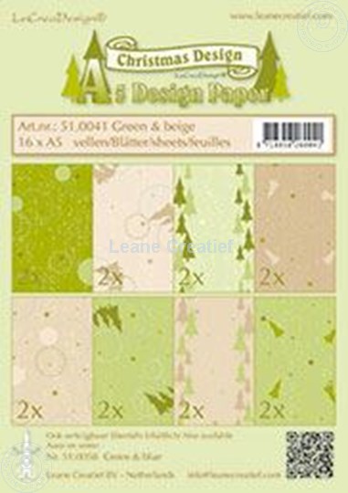 Afbeelding van Design papier Christmas Green & Beige A5