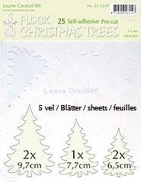 Image de 25 white Flock trees pre-cut & self-adhesive