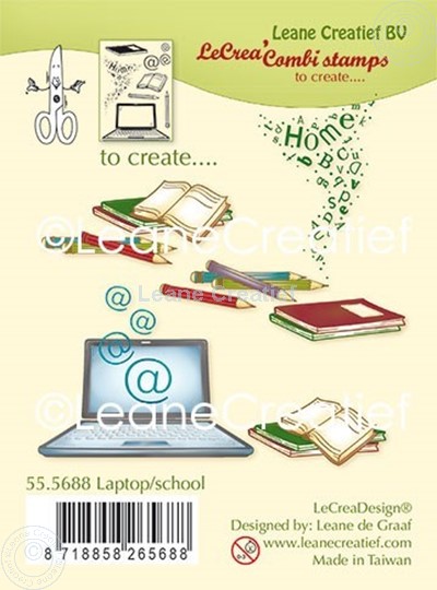 Afbeelding van Combi clear stamp Laptop - School 