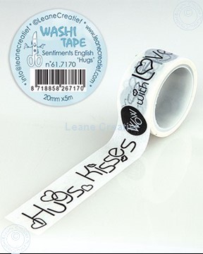 Picture of Washi tape Sentiment English “Hugs”, 20mm x 5m.
