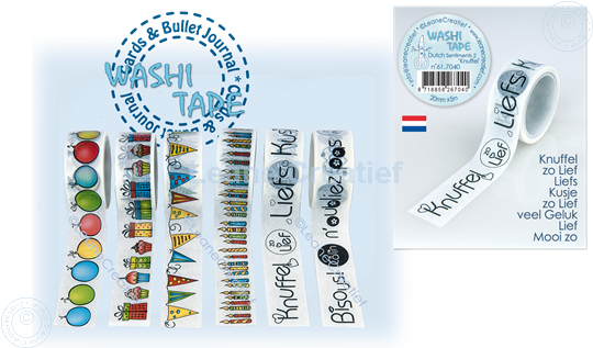 Picture of Washi tape Dutch Sentiments 2. Knuffels 20mm x 5m.