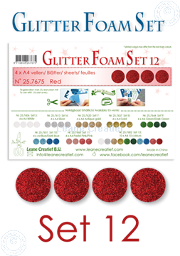 Image de Glitter Foam set 12, 4 feuilles A4 Rouge