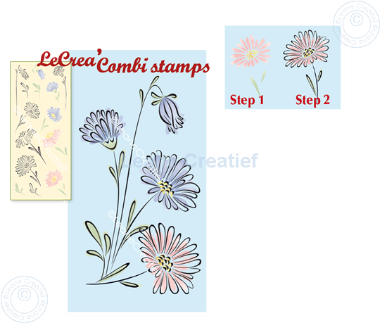 Afbeelding van LeCreaDesign® combi clear stamp Aquarel bloemen