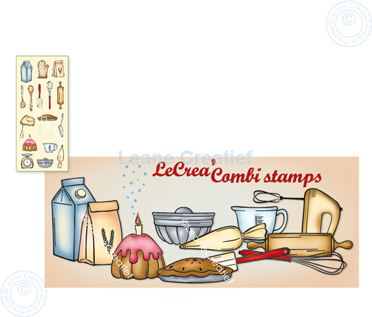 Afbeelding van LeCreaDesign® combi clear stamp Bak materialen