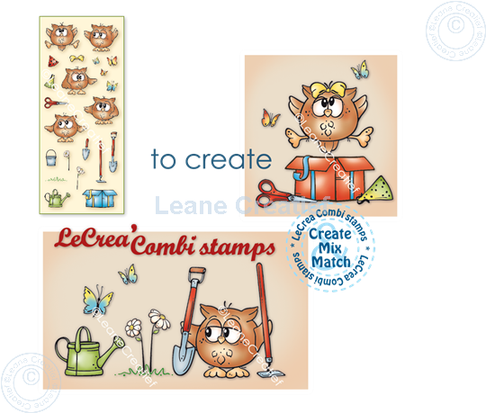 Afbeelding van LeCreaDesign® combi clear stamp Owlies